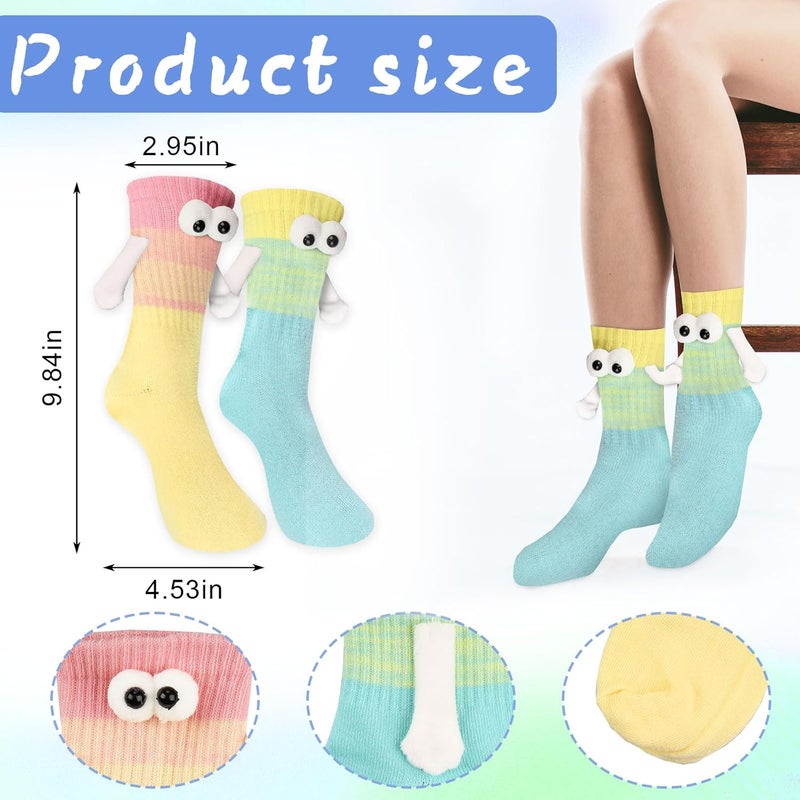 Habbiful 2 Pairs Valentine's Day Holding Hands Socks Funny Magnetic Couple Socks Valentines Day Gifts for Her Men Women - Image 2
